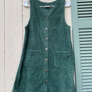 Vintage green corduroy vest dress
